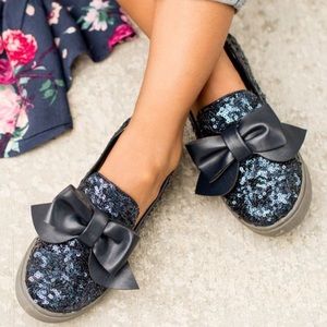 Joyfolie Kylie Sneakers Sequins Navy Blue Youth Size 5 W 7